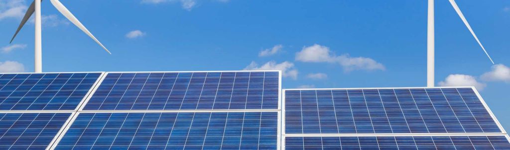 Wind turbines and solar panels