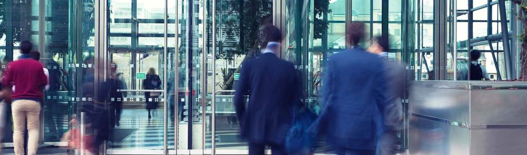 Business people in office building